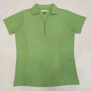 NWOT Pebble Beach Performance‎ Cypress Polo Shirt Collar Zip Wicking Green M
